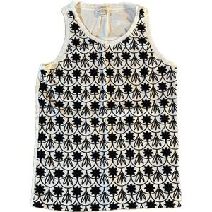 J.‎ Crew Women's black Floral Crochet High Neck Sleeveless Tank Top XS